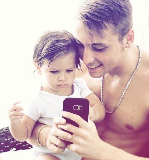 Lovro Majer with a baby.